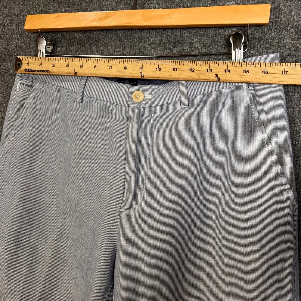 Banana Republic Kentfield Pant Mens 33x32 Blue Excellent Seersucker Pinstripe